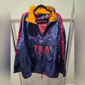 Vintage 90s Fila Sport Colorblock Pullover Jacket - Navy, Red, Yellow